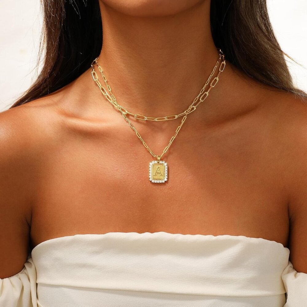 Personalized Gold Paperclip Initial Necklace For … - image 2